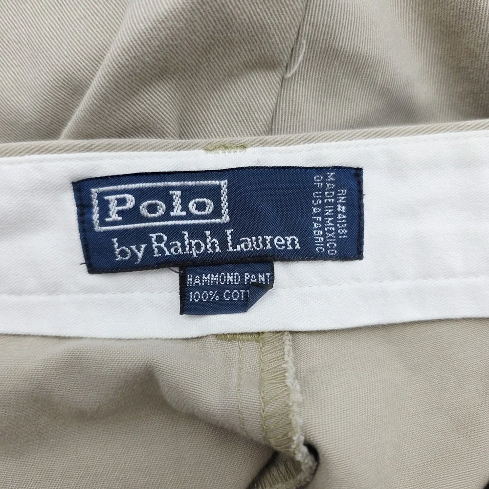 VTG Polo Ralph Lauren Hammond Pants Men 40X32 (Fit 38X31.5) Beige Pleated Cuffed